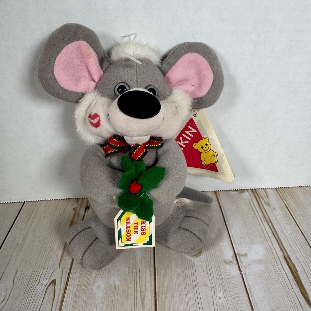 Dakin Kissmas Mouse Plush Vintage Christmas Kiss The Season w/Tag